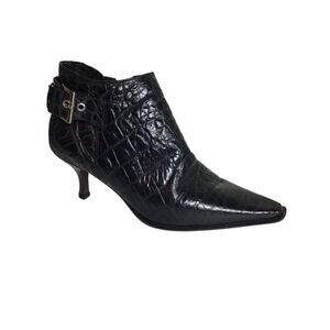 Donad J Pliner  Women  Kitten Heel Ankle Boot Sz 6.5 Loni Booties Crocodile Prin
